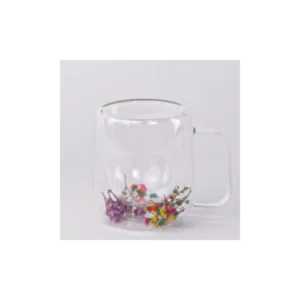 Transparent Mug Double Design with Tiny Flowers