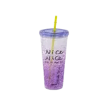 Transparent Purple Long Cup with Straw