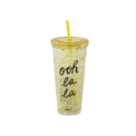 Transparent Yellow Long Cup with Straw