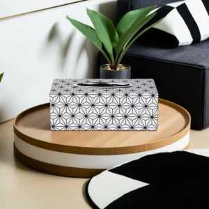 White Isometric Stars Pattern Tissue Box1