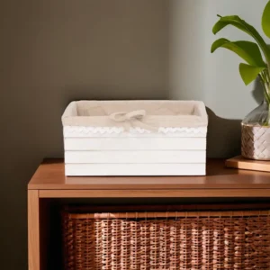 Wooden 15x24x10cm Off White Organizing Box1