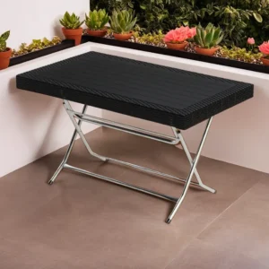 3M Plast Aura 135x80x75cm Black Rectangular Foldable Table with Steel Legs1a