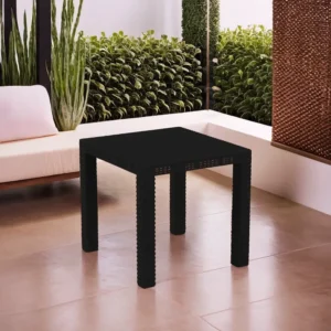 3M Plast Aurora 80cmx80x75cm Squared Rattan Black Plastic Table1a