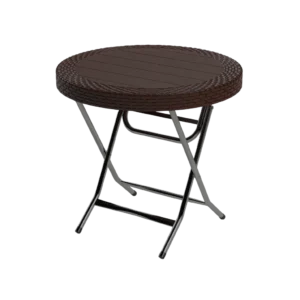 3M Plast Laura Dark Brown Round Rattan 80x75cm Foldable Table with Steel Legs