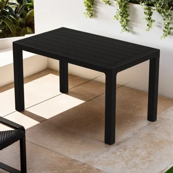 3m Plast Milano 125cmx75cm Rectangular Black Plastic Table1a