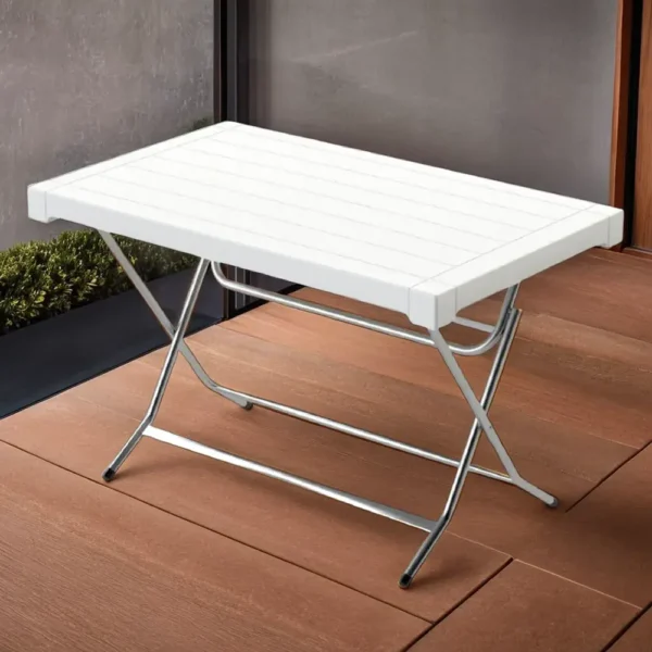 3m Plast Milano 125cmx75cm White Plastic Rectangular Foldable Table With Steel Legs1a