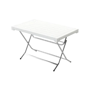 3M Plast Milano 125cmx75cm White Plastic Rectangular Foldable Table With Steel Legs