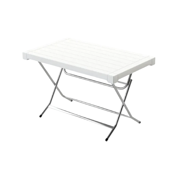 3m Plast Milano 125cmx75cm White Plastic Rectangular Foldable Table With Steel Legsa