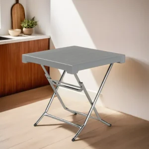 3M Plast Venice Silver Plastic 75x75cm Squared Foldable Table with Steel Legs1a