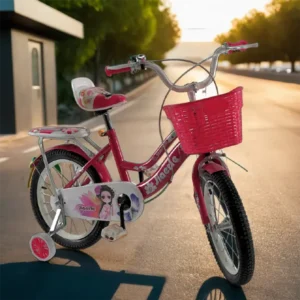 Jiaerle 4 Wheels Fuchsia Bicycle With Basket1
