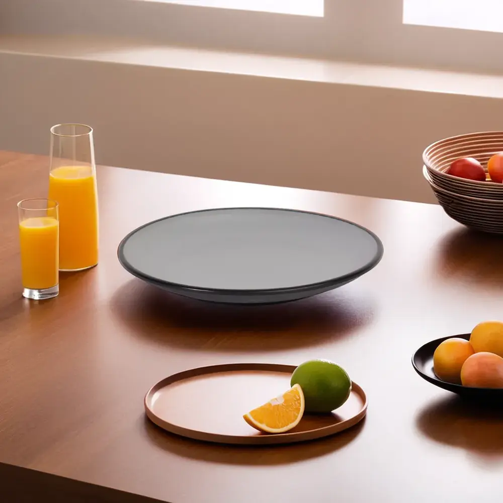 Melamine-19.5cm-Grey-&-Black-Plate1