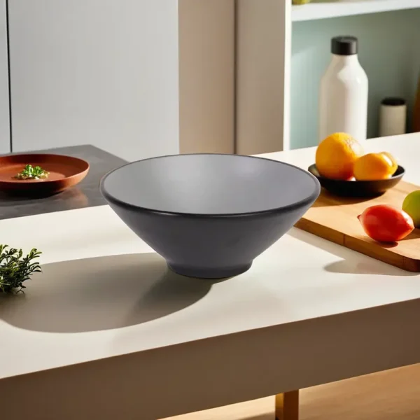 Melamine 29cm Grey & Black Deep Salad Bowl1