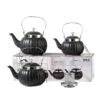 Momaz 3 Pcs Black Granite Tea Pots Set 2