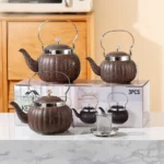 Momaz 3 Pcs Brown Granite Tea Pots Set1