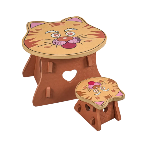 Sponge table & chair cat shaped set