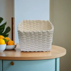 Straw 18x18x12cm White Basket1