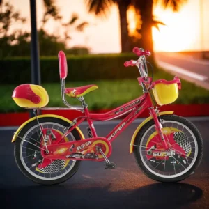 Super Cars 2 Wheels Red & Yellow Bicycle With Bascket & Bell1
