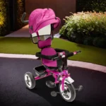 Tricycle 3 Wheels Fuchsia & Black With Cover & Handle1