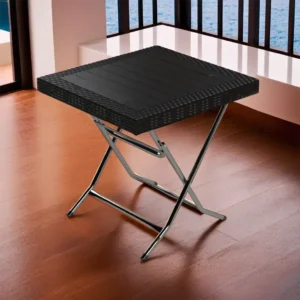 3M Plast Aurora 80cmx80cm Squared Rattan Black Plastic Foldable Table with Steel Legs1