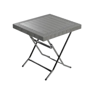 3M Plast Aurora 80cmx80cm Squared Rattan Silver Plastic Foldable Table with Steel Legs