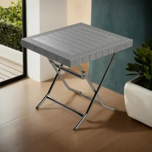 3M Plast Aurora 80cmx80cm Squared Rattan Silver Plastic Foldable Table with Steel Legs1
