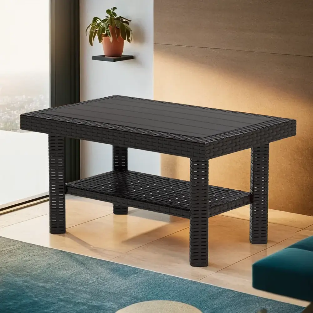 3m Plast Doublex Rattan Rectangular Black Plastic Table1