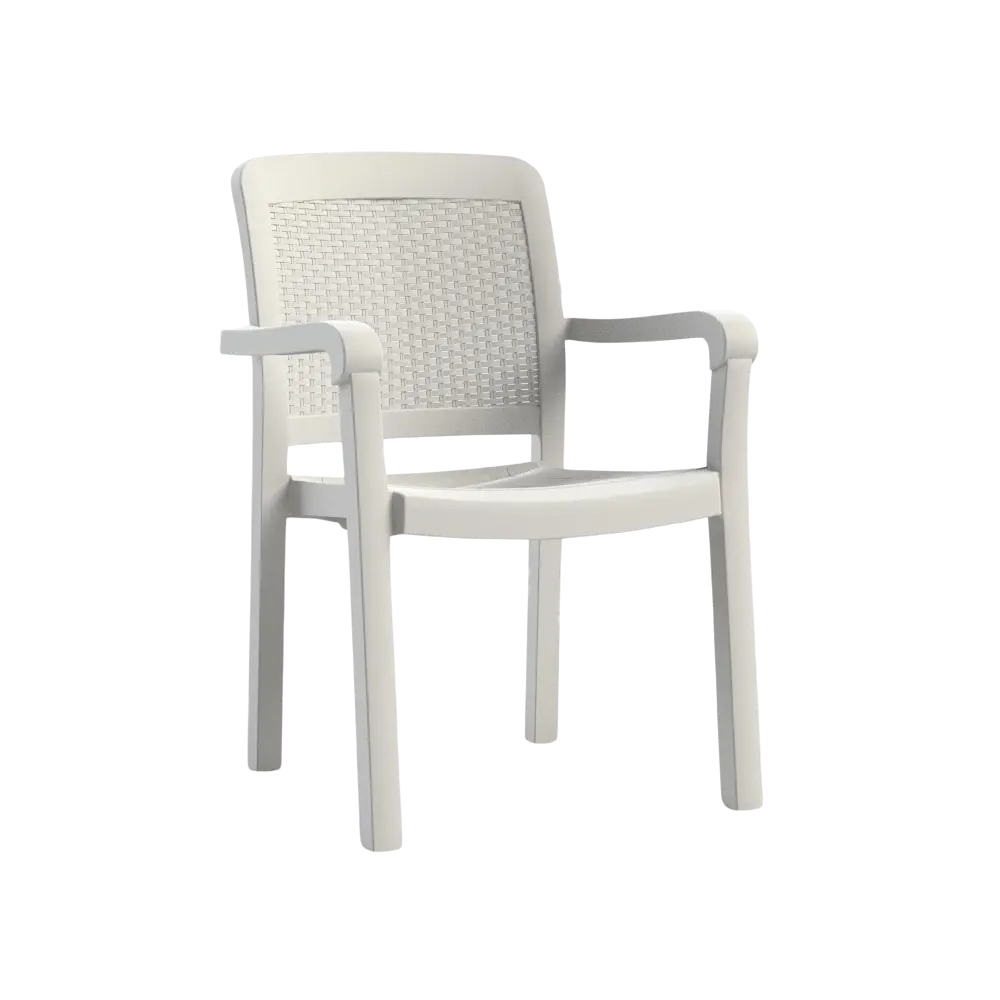 3M Plast Lord 55x59x85cm White Plastic Chair With Arms