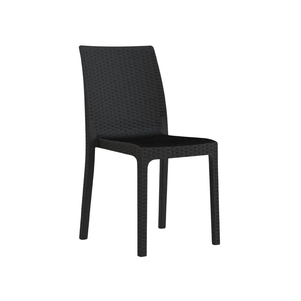 3M Plast Queen 45x55x88cm Black Plastic Rattan Chair