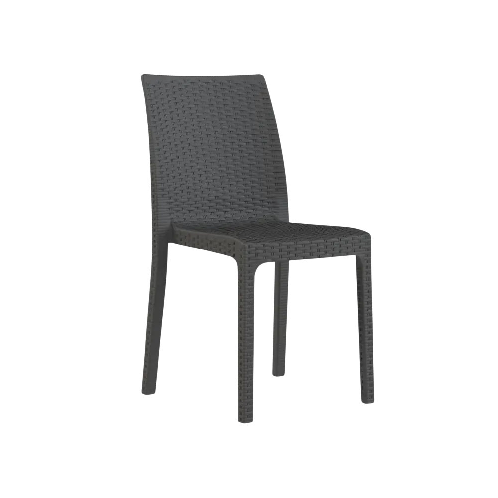 3M Plast Queen 45x55x88cm Charcoal Grey Plastic Rattan Chair