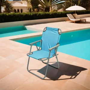 Foldable 50x45x80cm Aqua Fabric Outdoor Chair1