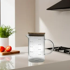Glass 1000ml Measuring Jug with Wooden Lid1