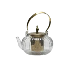 Glass 1200ml Transparent Patterned Tea Pot With Strainer