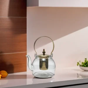 Glass 1200ml Transparent Tea Pot with Strainer1