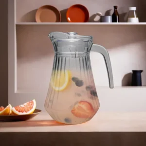 Glass 1500ml Groove Patterned Jug with Lid1