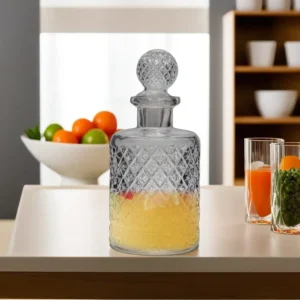 Glass 1500ml Round Decanter with Diamond Cut Pattern1