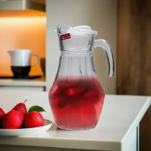 Glass 2000ml Patterned Jug with Plastic Lid1