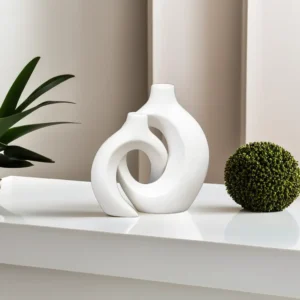 Gypsum Mingled 2Pcs White Vase1