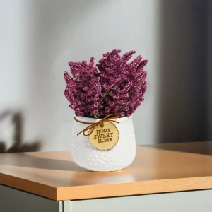 Heather 20cm Magenta Flower with White Vase1