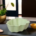 Leaf Shaped Green Bowl With Strainer1