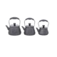 Momaz 3pcs Granite Grey Tea Pots Set With Glass Lid