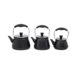 Momaz 3pcs Plain Black Tea Pots Set With Glass Lid