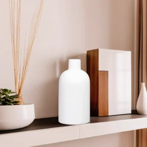 Porcelain 10x20cm Long Cylindrical White Vase1