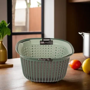 Qlux 4L Green Bowl with Strainer1