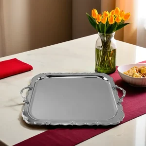 Stainless 46x33cm Rococo Patterned Tray1