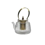 Transparent Patterned Glass Tea Pot With Strainer