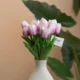 Artificial Tulip 10pcs White & Purple Flower Bouquet