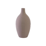 Ceramic 24cm Round & Ribbed Design Brown Vase