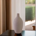 Ceramic-24cm-Round-&-Ribbed-Design-Brown-Vase1