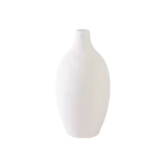 Ceramic 24cm Round & Ribbed Design White Vase
