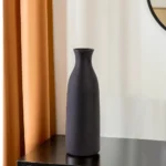 Ceramic 25cm Cylindrical & Ribbed Design Black Vase1